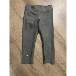 Under Armour HeatGear Compression Leggings Gray Cropped Athletic Pants Medium